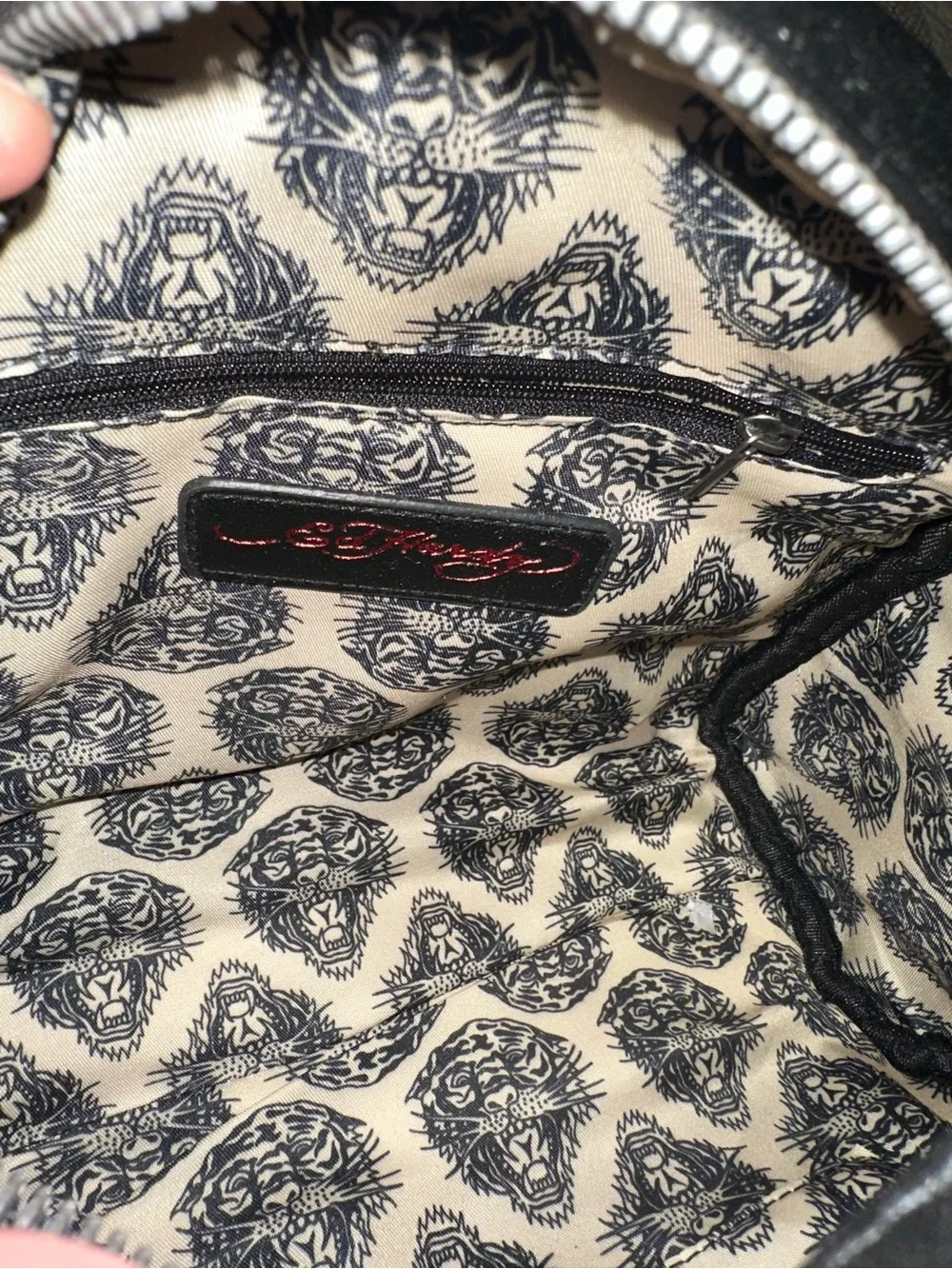 Ed Hardy Tiger & Floral Rhinestone Embellished Dome Bowler Satchel Crossbody Bag